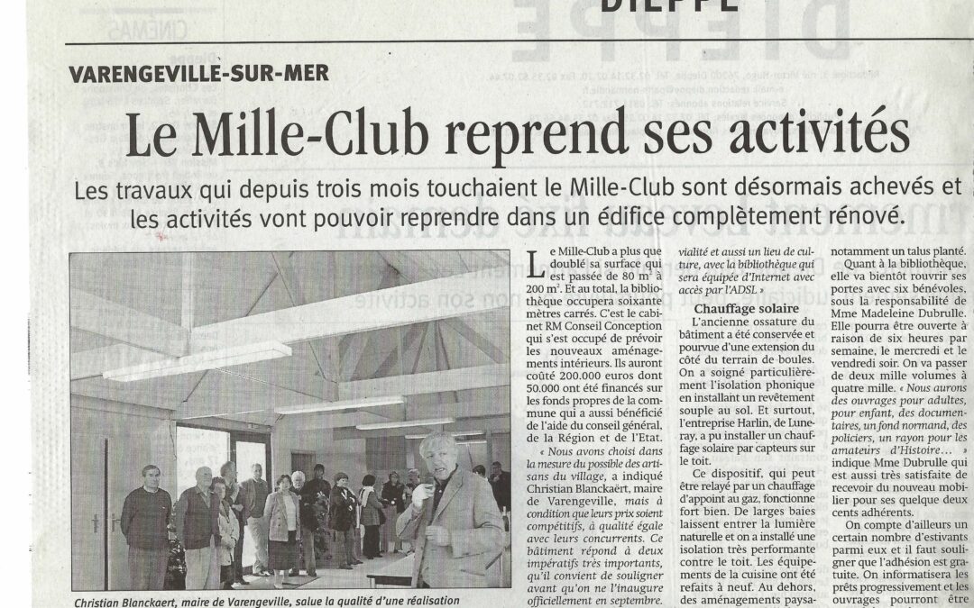 Varengeville-sur-Mer : Le Mille Club reprend ses activités